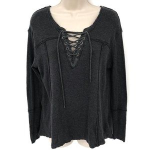 We The Free Oversized Lace Up Open Seam Top XS